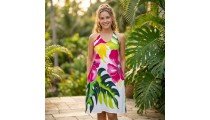 Casual Midi Dress Rayon Hand Painted by Balinese Artisans